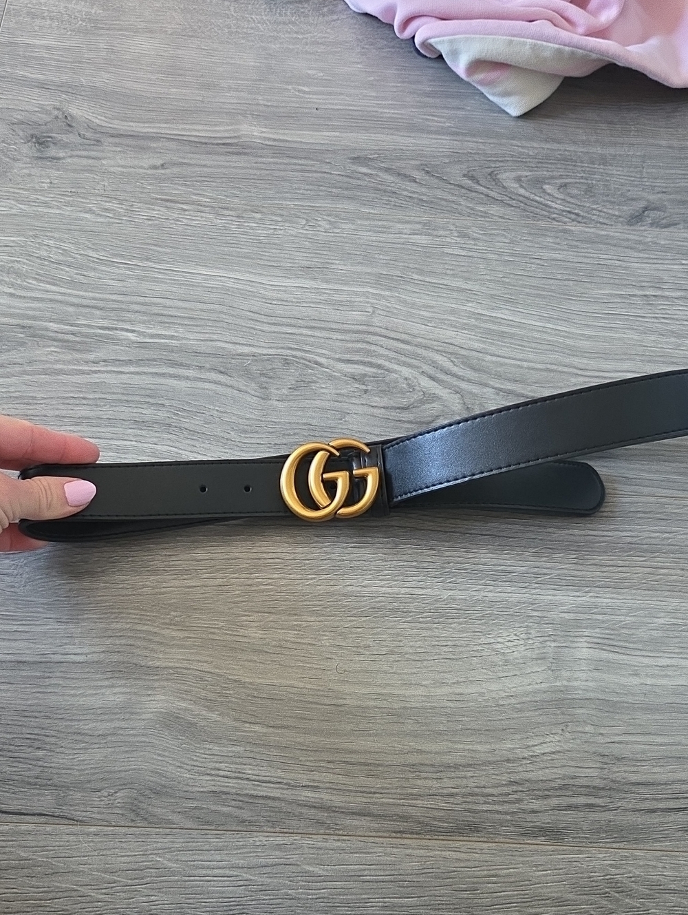 Gucci Black Leather Belt with Gold Double G Buckle